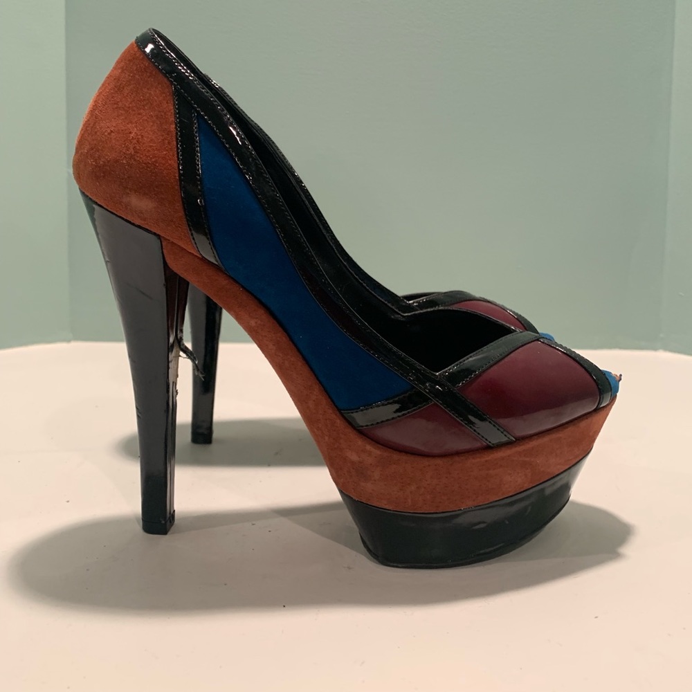 Jessica Simpson jewel tone color block platforms